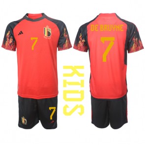Lacne Dětský Futbalové dres Belgicko Kevin De Bruyne #7 MS 2022 Krátky Rukáv - Domáci (+ trenírky)